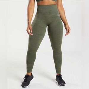 GymShark Adapt Camo Seamless Leggings Womens Moss Olive Green New